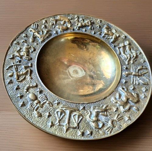 Vintage bronze bowl - bowl, zodiac