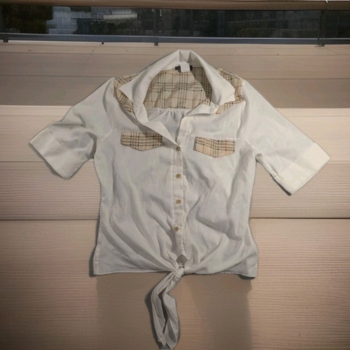 Vintage white beige plaid - white, w/beige