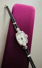 Art Deco 14K White Gold Hamilton Diamonds Ladies Cocktail Watch