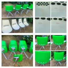 4 STUNNING, CALLIGARIS JAM DINING CHAIRS, White & Lime Green, Made In Italy
