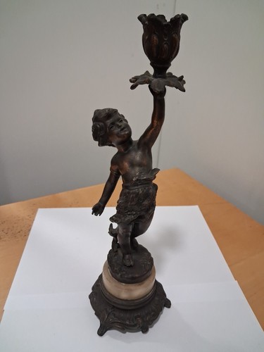 Antique metal candle - metal, holder