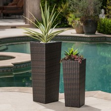 Outdoor PE Wicker Flower Pots