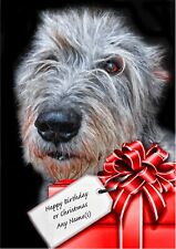 PERSONALISED LURCHER Bedlington Whippet Cross BIRTHDAY or CHRISTMAS CARD A5 size