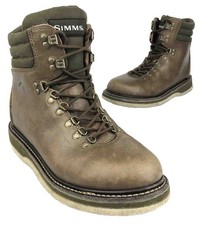 Simms Freestone Wading Boots Men’s 10 Fly Fishing Brown Leather Felt Bottom