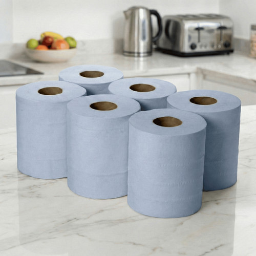 Centre feed blue rolls 2ply - feed,