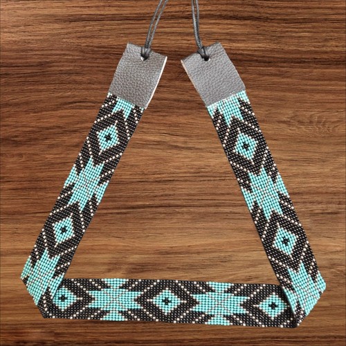 Beaded hat band - beaded, geometric