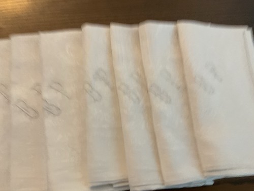 French white linen napkins - linen, x7