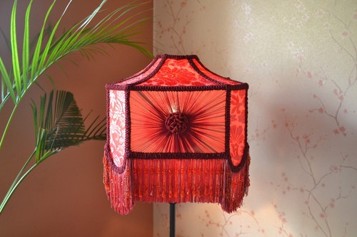 Lampshade square red - , velvet
