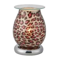 Cheetah Print Lamp Cerise wt Silver Base Classic Light Lamp Touch Activated
