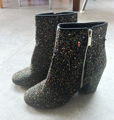 Schuh black glitter - black, ankle