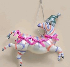NEW PINK ZEBRA WITH BOWS CHRISTMAS 🎄 HANGING TREE DECORATION M+S GLASS 