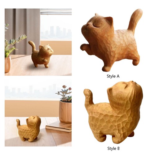 Small wooden cat - wooden,