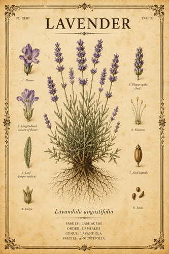 Vintage lavender botanical - 9.,