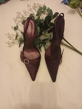 Purple Satin Slingback Heels