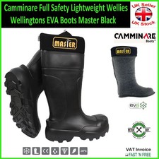 Camminare Full Safety Lightweight Wellies Wellingtons EVA Boots Master Black