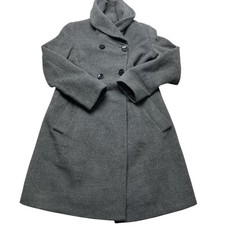 Vintage Calvin Klein Women’s Grey Wool and Alpaca Coat - Size 8