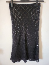 Black Silk Sequin Skirt By