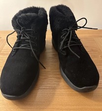 Skechers Women's Go Walk Suede Leather Boots with Faux Fur