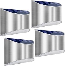 4 PACK STAINLESS STEEL SECURITY SOLAR WALL LIGHTS OUTDOOR FENCE POST STEP LIGHTS