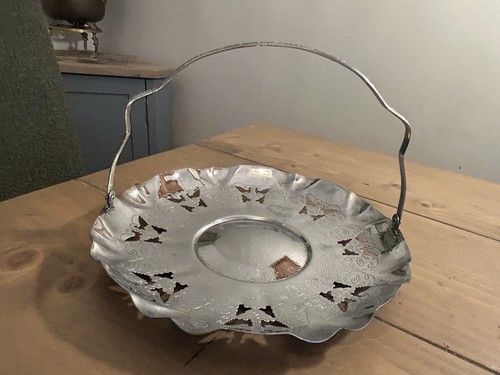 Vintage chrome cake plate - chrome,