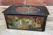 Antique Huntley and Palmers Vintage Biscuit Tin Pre WW1 Mirror Lid Queen India