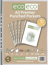 eco eco 10 x A3 Premier Portrait Multi Punched Pockets 100% Recycled Home Office