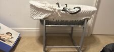 Grey Honeycomb Wicker Pod Baby Moses Basket And Rocker