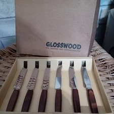 Vintage Glosswood Tea Knives Fine Tableware Boxed Set Of 6