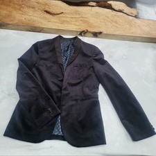 River Island Boys Black Velvet Suit Jacket With Satin Collar Age 15 Years