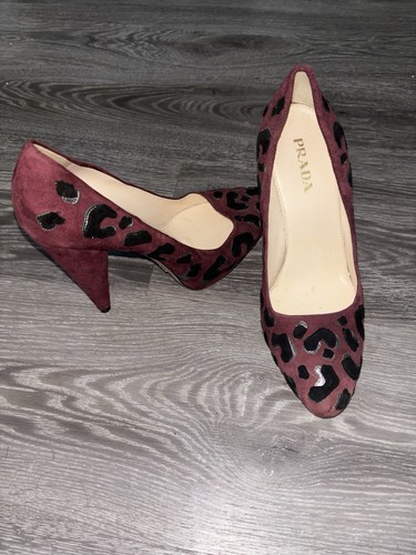 Prada burgundy suede leopard - suede,