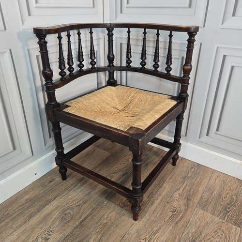 Antique corner chair rush seat - antique,