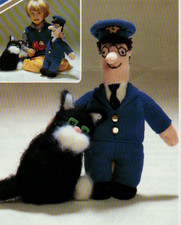 Knitting pattern copy 2645.  Toy Postman Pat (16") & cat (8").  DK