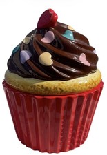 Vintage David’s Cookies Cupcake Cookie Jar – Chocolate Frosting Rare Design