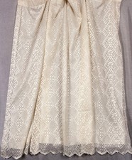 Heavy open lace ruffle tape curtains ivory tone lined.  60"X 50". Cottagecore.
