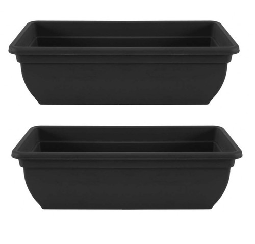 Black trough plant pot - plant,