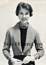 Knitting Pattern Vintage 1950s  Lady's Cardigan/Jacket. Wide Lapels. 