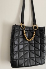 Zara Black Quilted Tote Bag