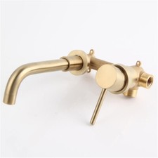 Bathroom Basin Sink Brass Mixer Taps Brushed Gold Wall Mounted Swivel Faucet