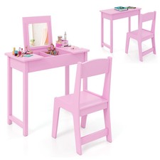 COSTWAY Kids Vanity Set 2 in 1