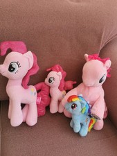 My Little Pony Soft Toys x 4 Pink Pinkie Pie Back Pack Rainbow Dash Blue