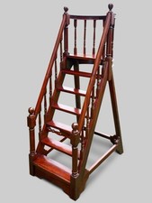 Georgian Style Carved Mahogany Library Steps 