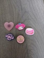 Girly pink crocs jibbitz shoe charm bundle x 5  sanrio pink heart macaroon cute