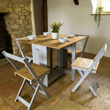 Butterfly Folding Dining Table 4 Chairs Set Space Saving Wood Kitchen Furniture