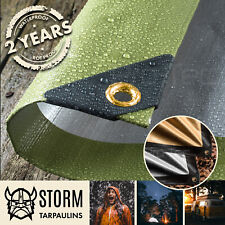 270/200gsm Tarpaulin Extra Heavy Duty Waterproof Cover Builders Sheet Green