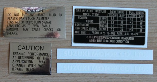 Suzuki gt550 warning and - gt550, side