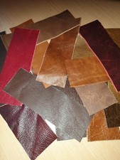 14 x Leather Pcs - 5x15cm Mixed Browns/Reds  Scraps Offcuts, - Craft,  Patches