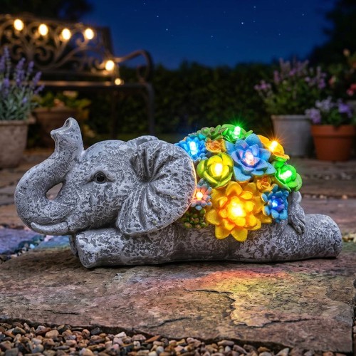 Garden elephant statue solar - statue,