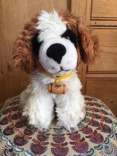 Vintage St Saint Bernard Puppy Dog Charlie Barrel Brown White Plush Soft Toy 11"