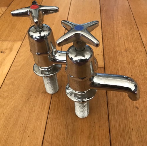 Pair vintage chrome brass - pair, &