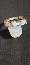 BEAUTIFUL, 9ct GOLD HALLMARKED , OPAL & PINK TOPAZ QVC RING